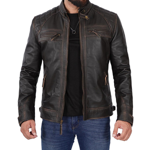 Chaqueta de Motocicleta de Cuero PU para Hombre, Nueva, Casual, con Cuello Alto, Cierre de Cremallera y Botones, Ecológica, Impermeable, con Tela No Tejida - Product Image 5