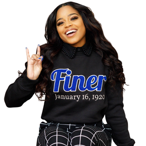 Sudadera de chenilla negra para mujer, inspirada en Zeta Phi Beta, con contorno plateado, estilo casual, de Finer, 16 de enero de 1920 - Product Image 2