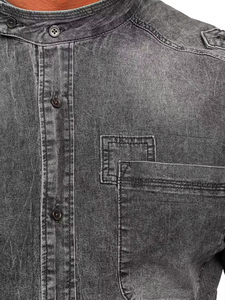 Camisa de Mezclilla Personalizada para Hombre, Manga Larga, Secado Rápido, Transpirable, para Uso Casual o Trabajo, Opciones de Estampado Liso o con Diseño - Product Image 5