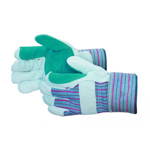 Guantes de Seguridad de Cuero Vacuno de Primera Calidad, Palma Doble Reforzada, Teñidos en Verde, Suaves, Cómodos y Resistentes - Product Image 2