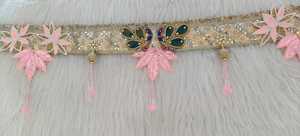 Handmade Jaipur Peacock Toran <b>Door</b> Hanging Pink Lotus Pearl Bead Tassels <b>Mirror</b> Work Diwali Decorative Indian Home Entrance - Product Image 5