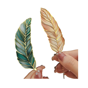 Golden Metal Leaf Bookmark with Tassel Elegant Feather Page Marker for <b>Books</b> <b>Gifts</b> Stationery - Product Image 1