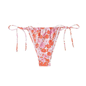 Traje de baño de poliéster y elastano elástico con estampado floral para mujer, pantalones de bikini con lazo lateral, ajuste regular - Product Image 1