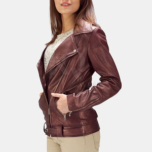 Stylish Vintage Reversible <b>Winter</b> <b>Leather</b> <b>Jacket</b> Women Biker Look Slim Fit Comfortable Inner Lining Fashion Party Travel - Product Image 5