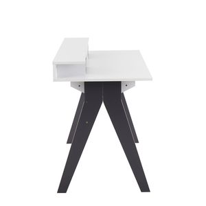 Scrivania per computer Wishbone contemporanea in legno grigio e bianco - Product Image 2