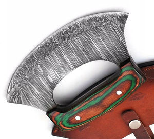 Couteaux Ulu en acier Damas à lame de précision pour hacher les herbes, finition élégante, couteaux de cuisine professionnels en acier Damas Ulu - Product Image 4
