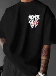 Camiseta Personalizada de Cuello Redondo, Mezcla de Seda/Algodón, Gruesa, Estilo Hip Hop, Anti-Pilling, Corte Holgado, Manga Corta, con Estampado Gráfico - Product Image 2