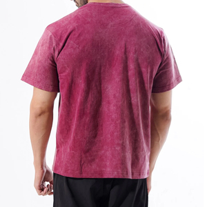 T-shirts homme délavés à l'acide, effet vintage, en mélange de coton, coupe décontractée, matière respirante, manches courtes, style décontracté, mode streetwear - Product Image 2