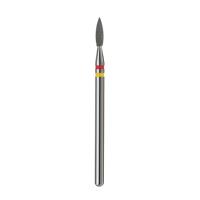 Fraise à ongles professionnelle en diamant, forme flamme, 2,1 mm, grain rouge et jaune, pour soins des cuticules, manucure, pédicure, outil de polissage électrique, vente en gros