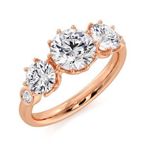Elegante Anillo de Diamantes en Oro Rosa de 1 Ct, Solara Five, Diamantes Cultivados en Laboratorio y Naturales, Joyería de Lujo para Mujer, Regalo de Boda - Product Image 1