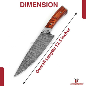Couteau de Chef de Cuisine en Acier Damas Fait Main, Manche Ergonomique en Résine Ambidextre, Finition Brossée, Qualité Supérieure, OEM - Product Image 3