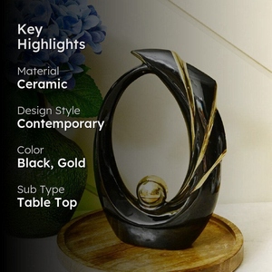Sleek design black ceramic <b>elephant</b> statues set of two elegant abstract lucky figurines art deco sleek silhouettes showpiece - Product Image 6