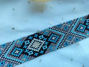 Beautyfull Blue <b>set</b> Traditional <b>Beaded</b> Choker Necklace for women Ethnic Style Jewelry. Gift for party ,Anniversary, Wedding - Product Image 3