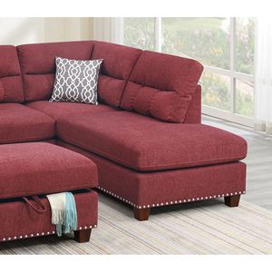 Divano Componibile in Velluto Rosso # F6419 per Arredamento Soggiorno - Product Image 3