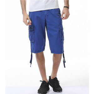 Shorts cargo baggy personnalisés pour homme en nylon/acrylique, 6 poches, taille élastique, anti-UV, respirants, noir, kaki, toile, shorts de travail - Product Image 2