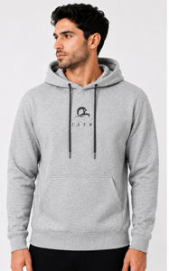 Sweat-shirt à capuche en molleton gris uni pour homme avec poche logo sur le devant, coupe décontractée, respirant, écologique, idéal pour l'hiver - Product Image 1