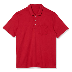 Polo Rojo de Manga Corta para Hombre, Color Sólido, con Bolsillo, Informal, de Algodón Oxford, Corte Regular - Product Image 3