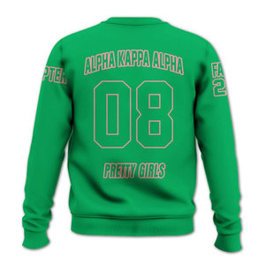 Sudadera Alpha Aka Alpha Green con Cuello Redondo, Unisex, Corte Regular, Diseño con Letras Griegas, Impresión en Serigrafía - Product Image 3