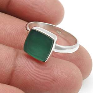 Brilliant Cushion Cut Natural Green Onyx Gemstone Boho <b>Ring</b> In 925 Sterling <b>Silver</b> Beautiful Everyday Wear Gift For <b>Men</b> & Women - Product Image 4