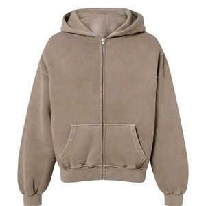 Sweat à capuche personnalisé pour homme, hiver, molleton lourd, 100% coton, grande taille, style streetwear, fermeture éclair double, broderie chenille - Product Image 6