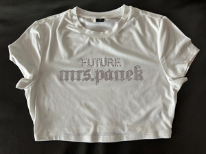 Future Mrs. Ponek Crop Top à strass pour femme, T-shirt décontracté blanc à manches courtes et col rond, pour le printemps et l'été, à porter au quotidien - Product Image 3