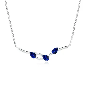 3.51G 14K <b>Solid</b> <b>Gold</b> 5*3MM Pear-Cut 0.6Ct Natural Blue sapphire Tree Branch <b>Pendant</b> Top Selling Party Wear <b>Pendant</b> For Woman - Product Image 1