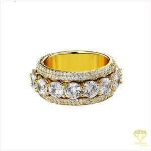 Bague en argent sterling 925 avec diamant Moissanite, ton or, pierre ronde, alliance éternité, bijoux de mariée de luxe, vente en gros - Product Image 2