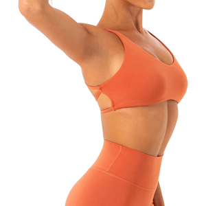 Sujetador deportivo de yoga de alta calidad para mujer, con soporte superior, espalda cruzada, logo frontal, transpirable, cómodo, elástico, sin costuras y duradero. - Product Image 2