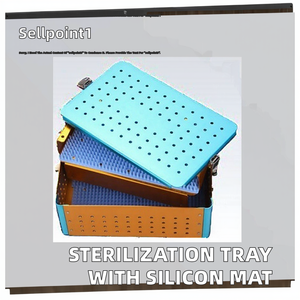 Plateau de stérilisation manuel en métal pour autoclave, boîte à instruments chirurgicaux dentaires avec tapis en silicone - Product Image 2