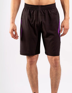 Shorts de sport pour homme, noir et violet, à blocs de couleur, taille mi-haute, élastique, séchage rapide, style Bermuda - Product Image 2