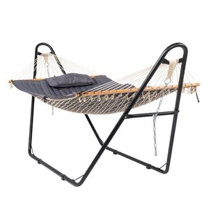 Amaca a Doppio Sacco Robusta con Supporto in Metallo Regolabile per Esterni, Patio, Giardino, Set Amaca per Hotel - Product Image 1