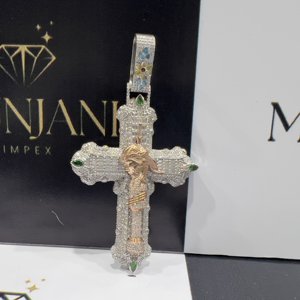 Pendentif Croix en Diamant VVS pour Homme, Plaqué Or Rose 14 carats, Style Hip Hop, Serti Baguette, Personnalisé, Certifié IGI, Bijou de Fête - Product Image 6