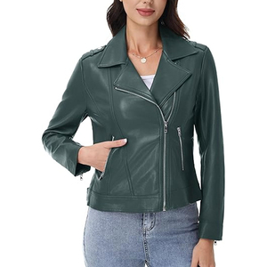 Chaqueta de Cuero Vacuno para Mujer, Invierno 2026, Personalizada, Transpirable, Ecológica, Resistente al Viento, Impermeable, Reversible, Manga Larga, Color Sólido - Product Image 4