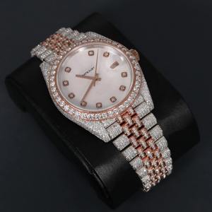 Unisex Luxury Moissanite Diamond <b>Watch</b> Stainless Steel and <b>18K</b> <b>Gold</b> Two-Tone Plated Quartz Movement Fine Fashion Jewelry - Product Image 6