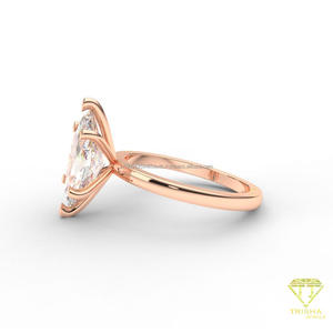 Bague centrale en argent 925 de qualité supérieure avec diamant de laboratoire taille marquise et bande en or rose pour les acheteurs de bijoux en gros - Product Image 6