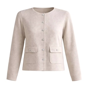 Knitwear Manufacturer Custom Spring New <b>Round</b> Neck Elegant Casual Female <b>Brushed</b> Knitted Cardigan Sweater for Women - Product Image 1