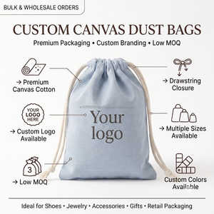 Bolsa de Lona de Algodón Azul Premium con Cordón, Bolsa Elegante Reutilizable, Bolsa para Joyería, Bolsa para Regalo con Logotipo Personalizado, Ecológica - Product Image 5