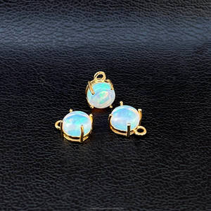 จี้โอปอลเอธิโอเปียแท้คุณภาพสูงทรงกลมประดับทอง สำหรับทำเครื่องประดับแฮนด์เมด - Product Image 5