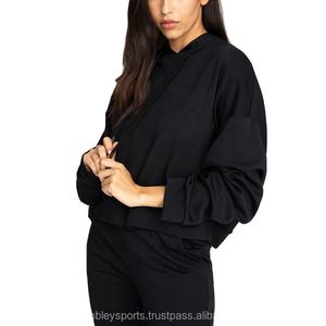 Moda de mujer Streetwear Crop Hoodie Custom Logo Pullover Gym Sudadera con capucha Casual Winter Top para damas - Product Image 4