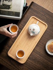 Hot Sales Decorative <b>Large</b> Wooden Serving Tray Handles Rectangular Bamboo Food Trays Rustic Wooden Serving Tray for Serving Tea - Product Image 4