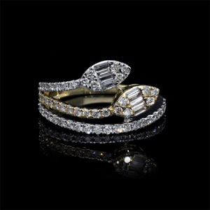 แหวนเพชร CVD ทอง 14K สี F ระดับความสะอาด VVS VS รูปทรงหลากหลาย ดีไซน์แบบพันรอบ สำหรับผู้หญิง ดีไซน์หรูหรา - Product Image 1