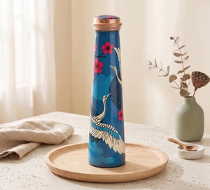 Botella de Agua Metálica de Alta Calidad con Diseño de Pavo Real, Termo Portátil de Viaje, Estilo Oriental Verde con Tapa de Cobre - Product Image 6