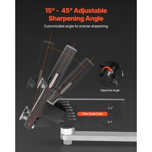 Affilatore e Bilanciatore per Lame di Tosaerba in Metallo Regolabile a 15 e 45 Gradi con 4 Perni Adattatori e Strumento per Affilatura - Product Image 4