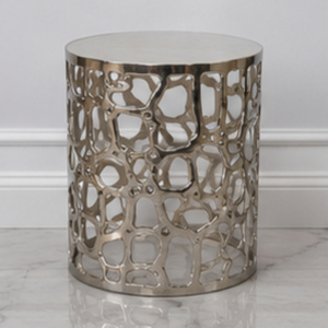 Modern Round Coffee <b>Table</b> with Metal Frame and Decorative Cut-Out Design for Living Room Furniture - Product Image 6