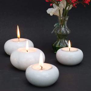 Handmade White Marble <b>Tealight</b> Candle Holder Decorative for Home Decor Table Centerpiece Diwali Festive Lighting - Product Image 3