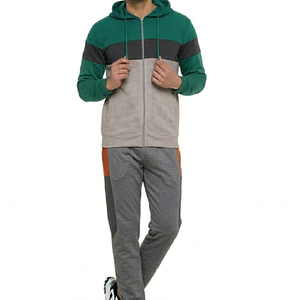 Ensemble de survêtement décontracté pour homme avec capuche et blocs de couleur, fermeture éclair, manches longues, pantalon de jogging, respirant, en polyester et coton, idéal pour l'automne - Product Image 6
