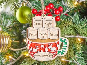 Marshmallow Family <b>Ornaments</b> Personalized Cocoa <b>Couple</b> Christmas <b>Ornament</b> Religious Wood Plywood Crafts Wooden Boxes Wall Signs - Product Image 6