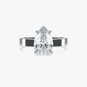 3 CT Pear Cut Lab Grown Diamond Prong Setting Solitaire <b>Ring</b> Wide Band 14K Gold Engagement - Product Image 3