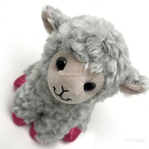Customized grey sheep plush, curly wool lamb stuffed animal, farm animal plush toy, <b>pink</b> glitter hoof sheep - Product Image 4
