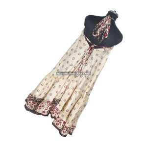 Vestido Largo de Seda con Estampado Floral Vintage Indio, Vestido de Noche Elegante sin Mangas para Mujer - Product Image 6
